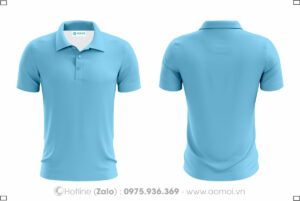 Áo thun cổ bẻ thiên thanh