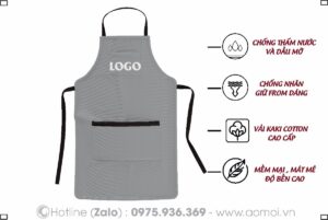 Đồng phục tạp dề màu xanh- Tạp dề đồng phục 06